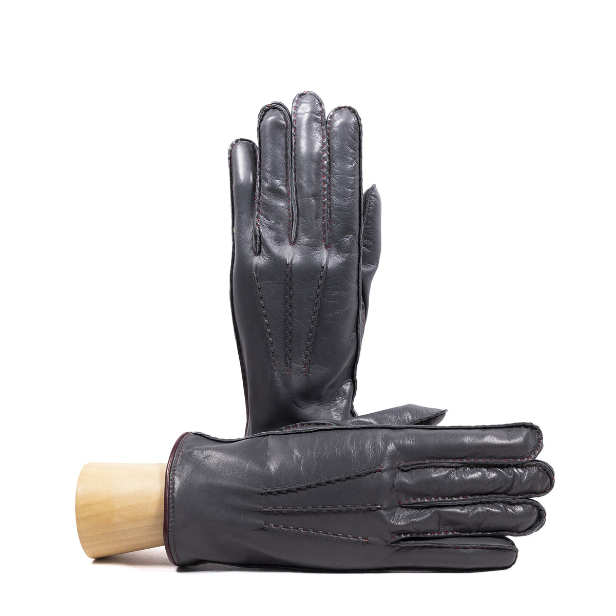 Meridian Hand-Stitched Nappa Gloves in Grey, primary view