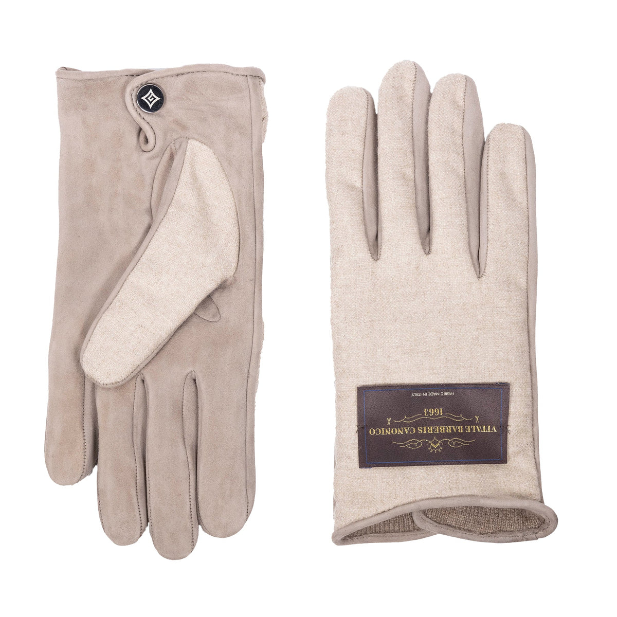 Meridian Nappa and Cashmere-Back Gloves in Taupe, view 2