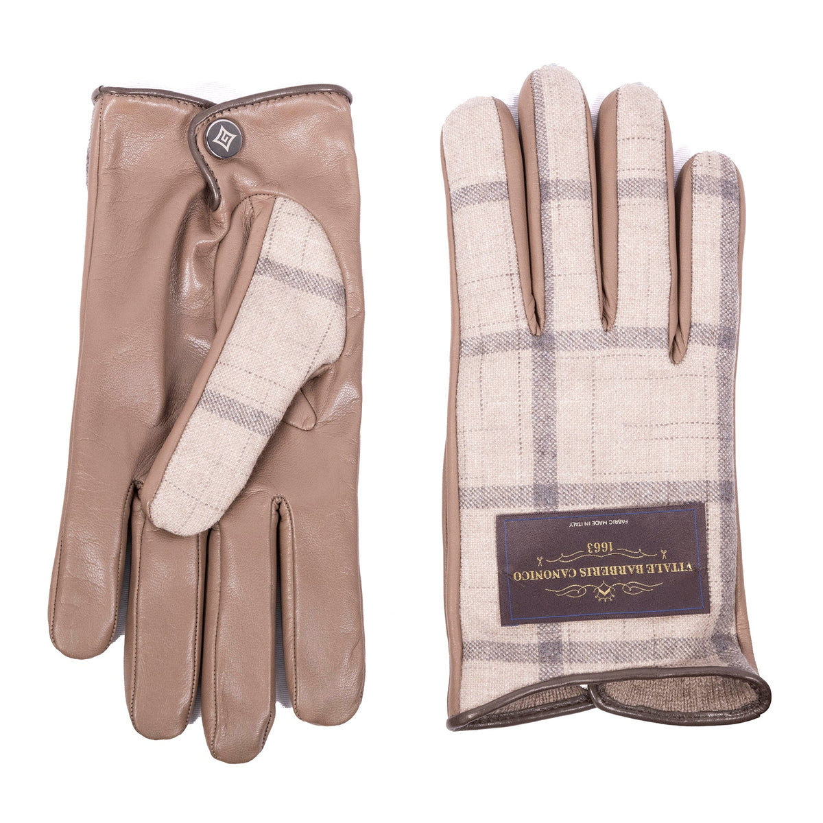Meridian Nappa and Cashmere-Back Gloves in Alpaca, view 2
