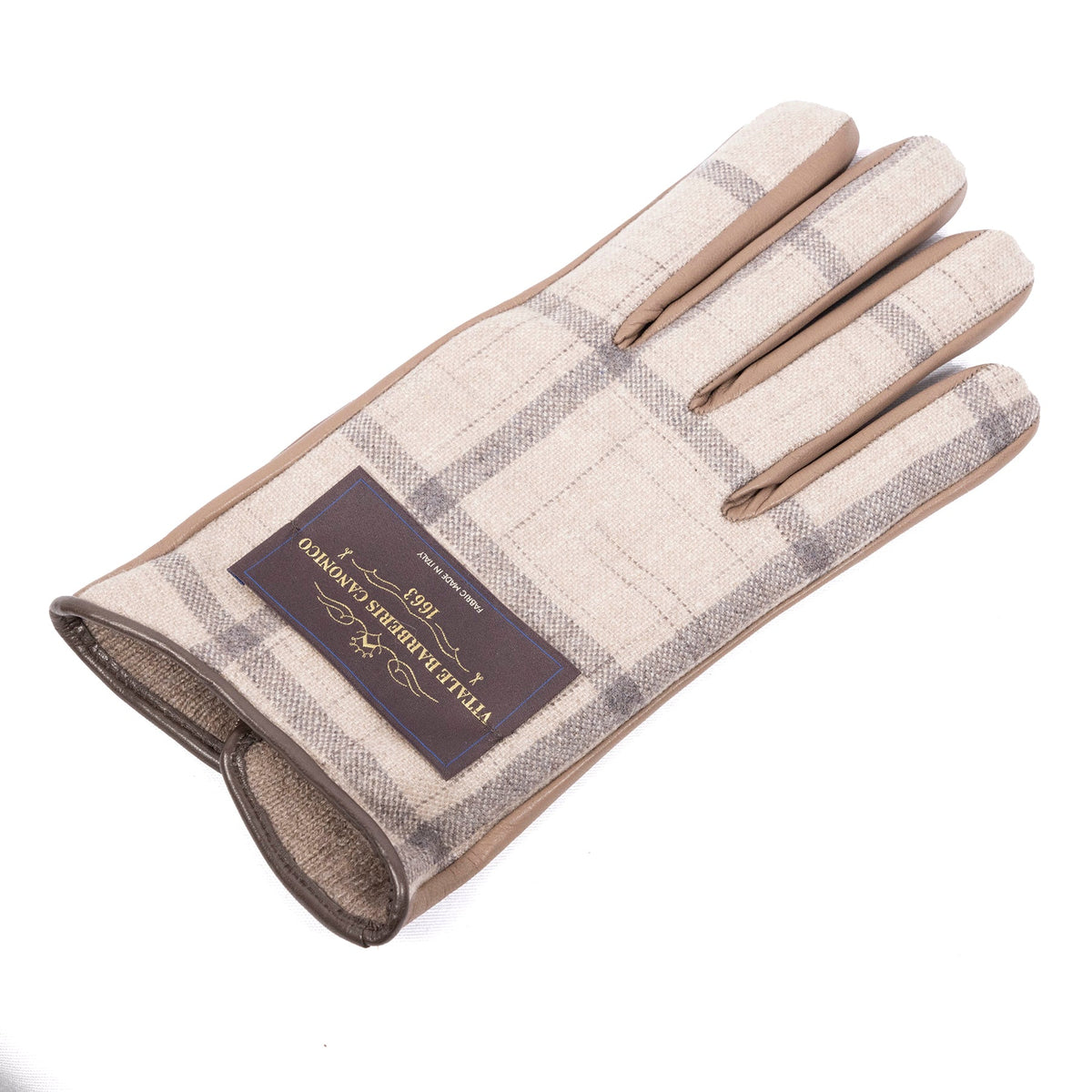 Meridian Nappa and Cashmere-Back Gloves in Alpaca, view 3