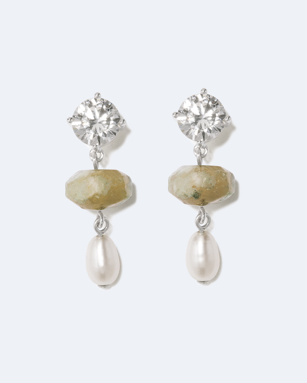 Halo Pearl and Cherry Blossom Agate Drop Earrings, primary view