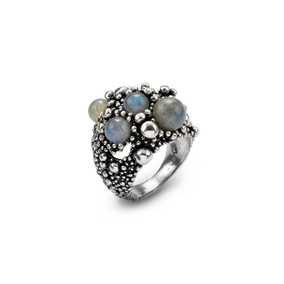 Halo Silver and Labradorite Ring in Silver, primary view