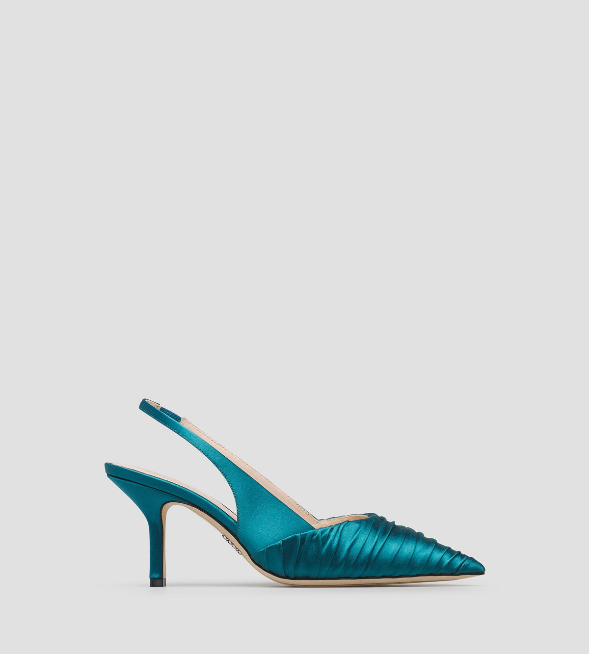 Thelma Satin Slingbacks in Teal