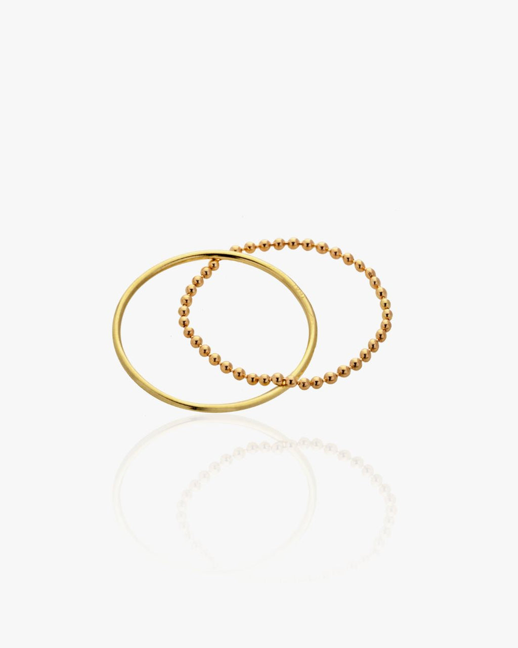 Orbit Gold Band and Bead-Chain Ring in Yellow Gold, view 2
