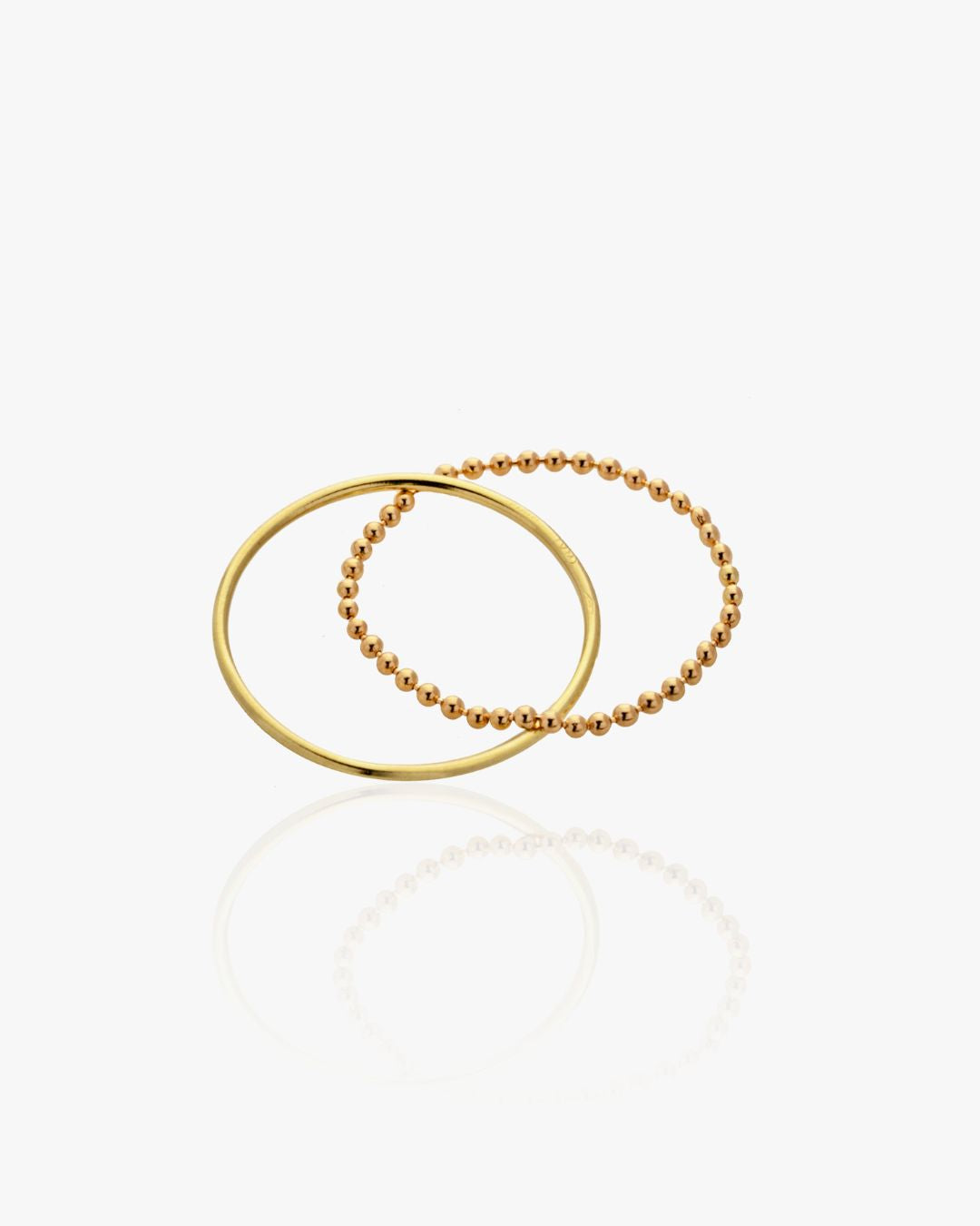 Orbit Gold Band and Bead-Chain Ring in Yellow Gold, view 2
