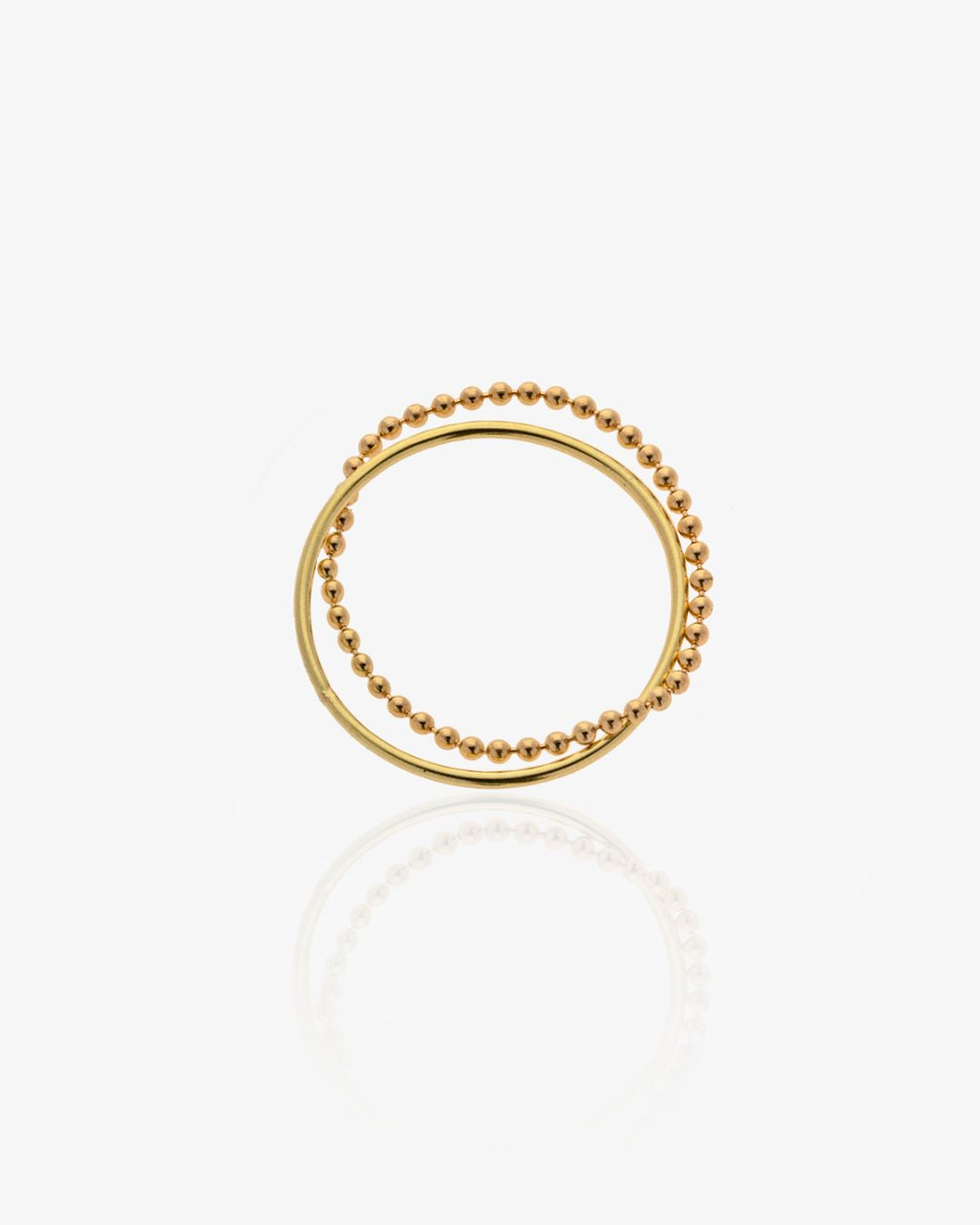 Orbit Gold Band and Bead-Chain Ring in Yellow Gold, view 3