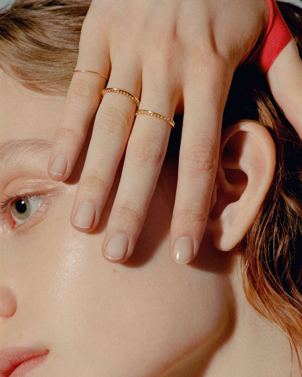 Orbit Gold Band and Bead-Chain Ring in Yellow Gold, view 4