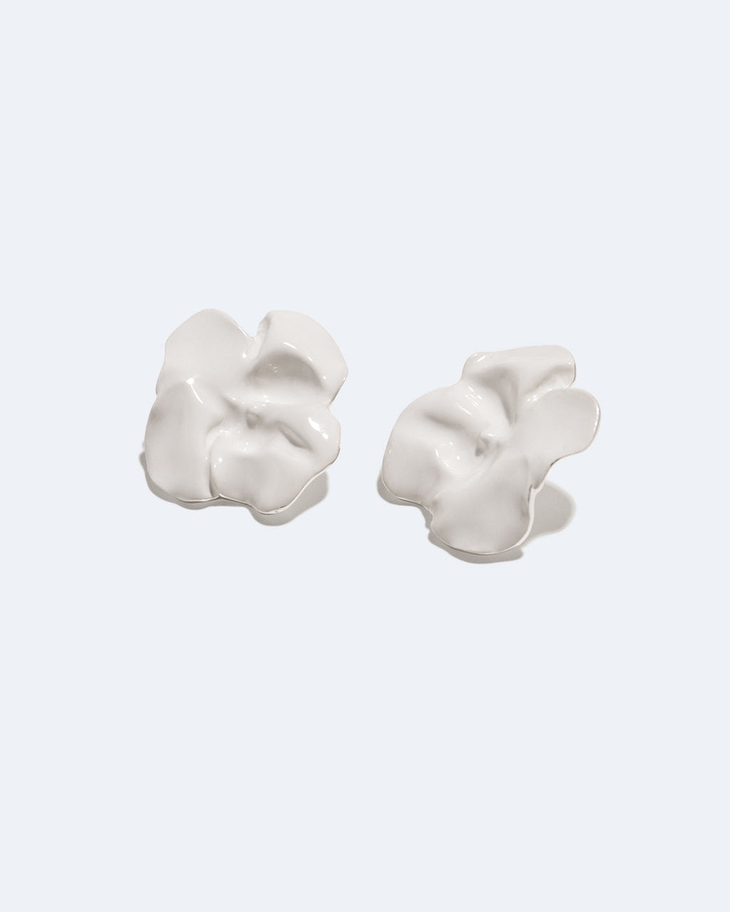 Orbit White Enamel and Silver Earrings, view 4