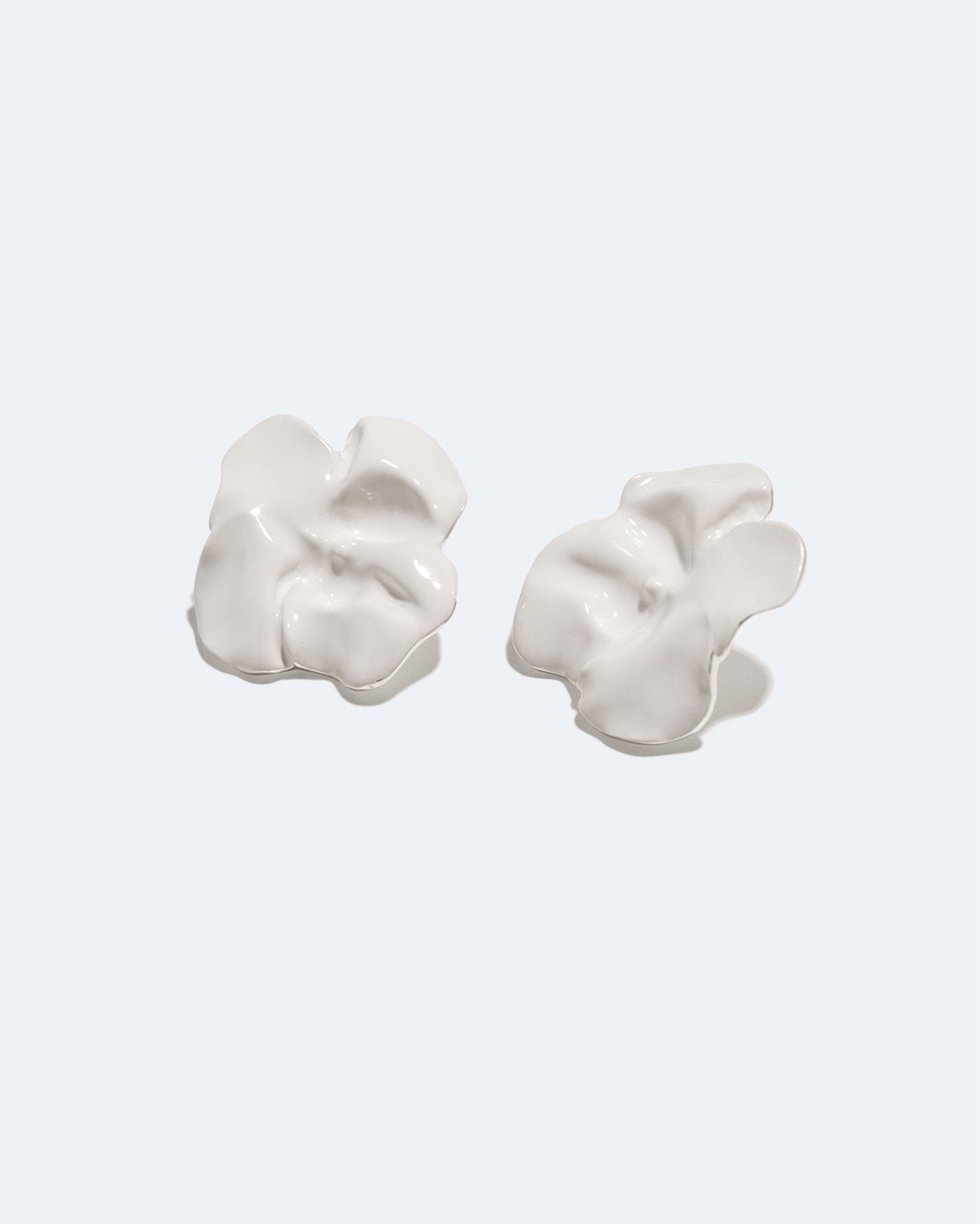 Orbit White Enamel and Silver Earrings, view 4