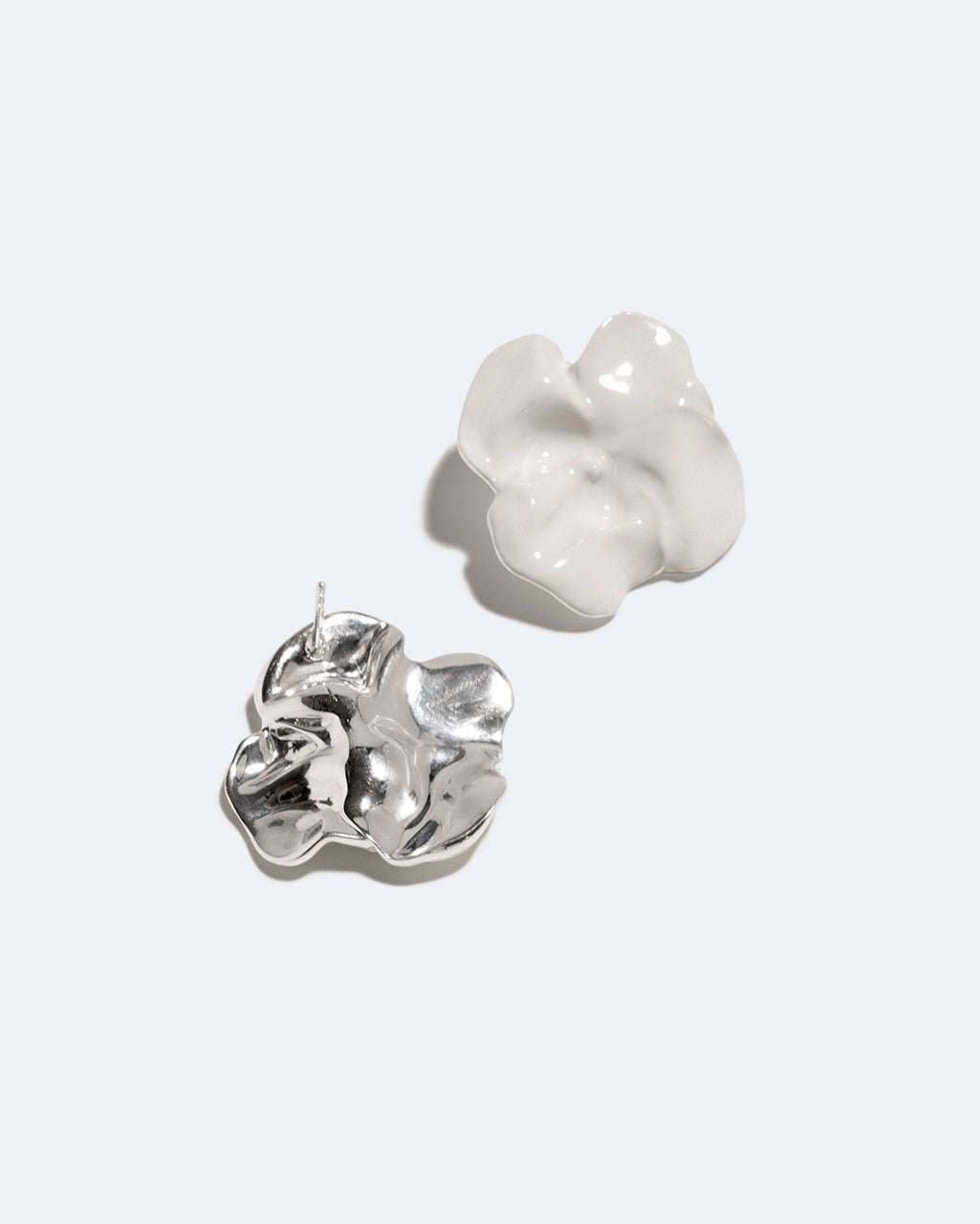 Orbit White Enamel and Silver Earrings, view 6