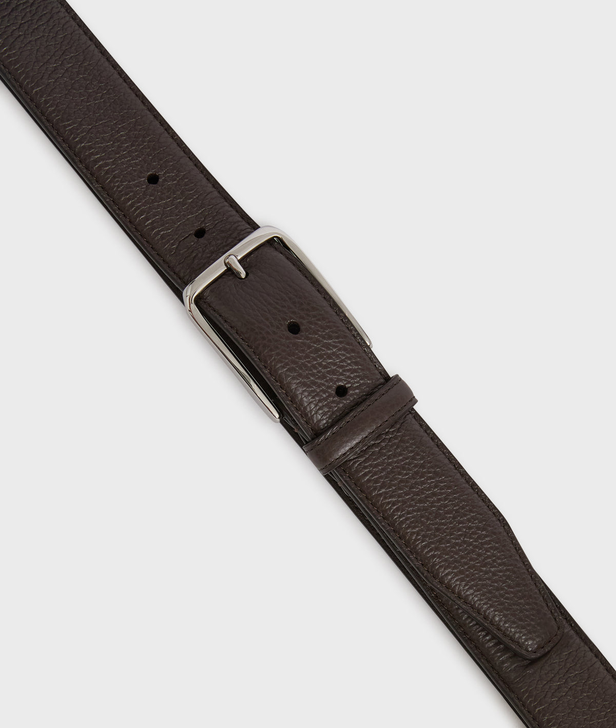 brown deer-effect calfskin belt in TOBACCO, view 2