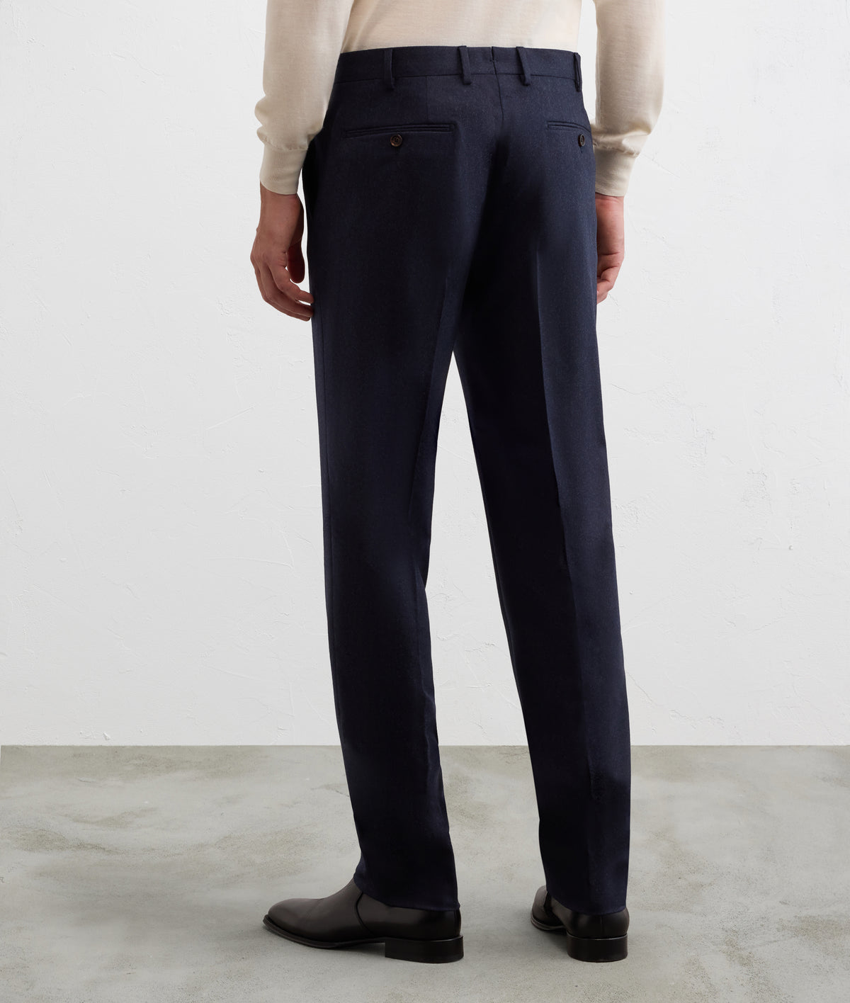 navy blue pure virgin wool trousers in BLUE NAVY, view 4