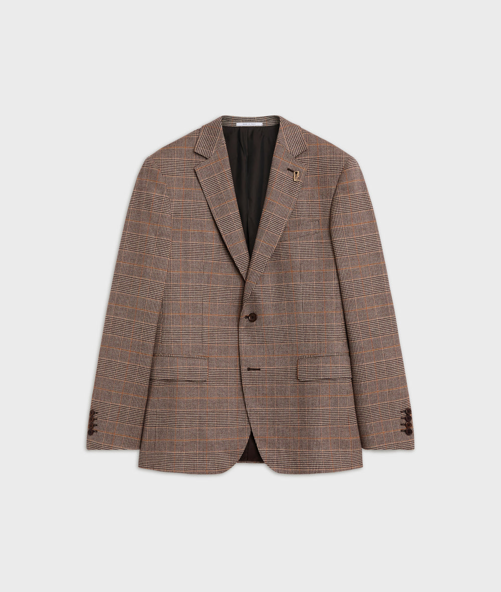 vicenza line wool and polyamide brown glen check jacket in TAN, primary view [fp-color:tan]