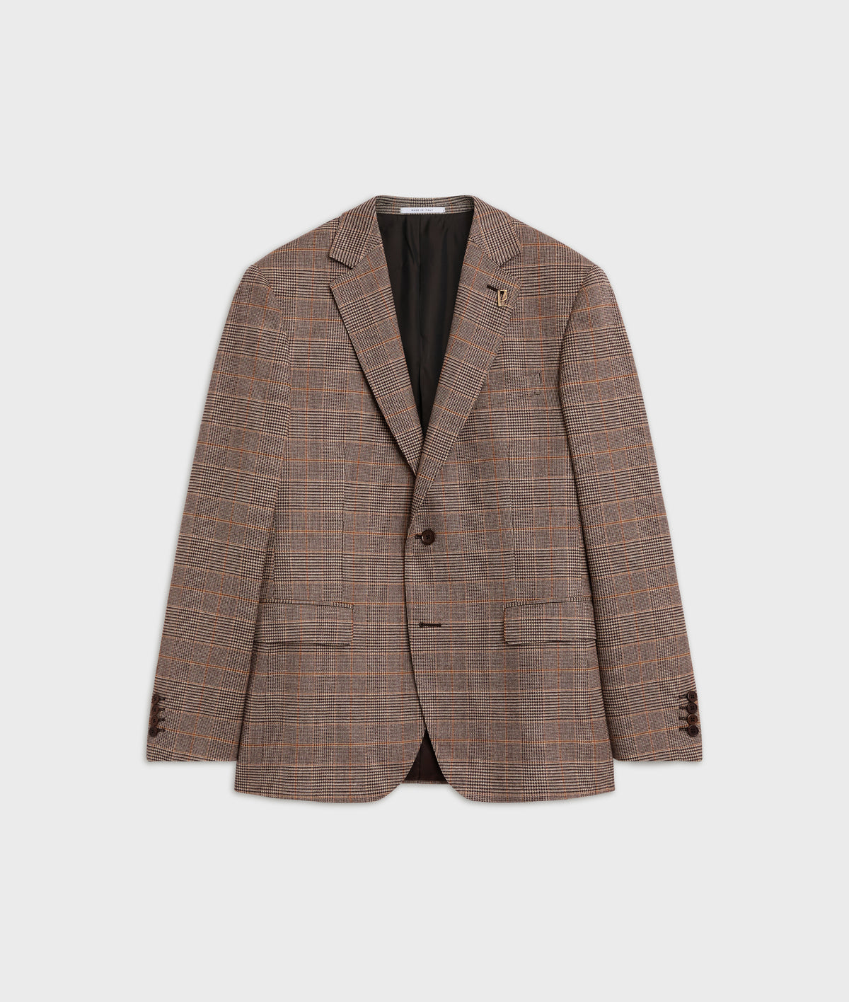 vicenza line wool and polyamide brown glen check jacket in TAN, primary view