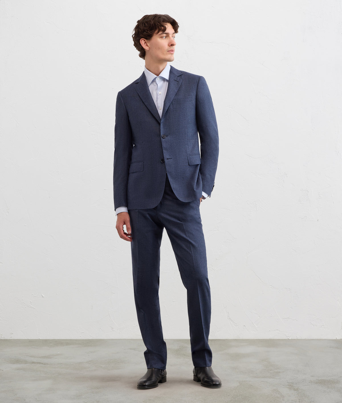 key line pure wool blue glen check suit in DEEP BLUE, view 2