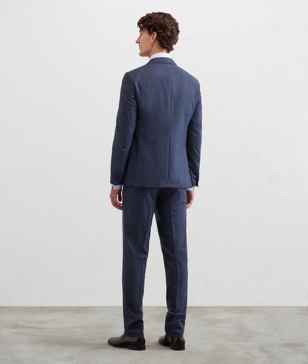 key line pure wool blue glen check suit in DEEP BLUE, view 4