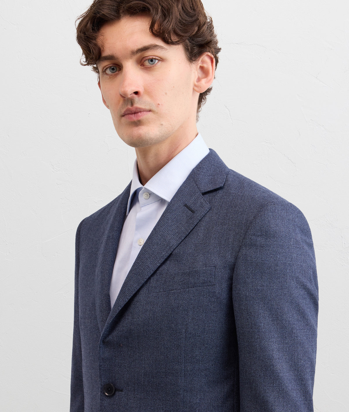 key line pure wool blue glen check suit in DEEP BLUE, view 5
