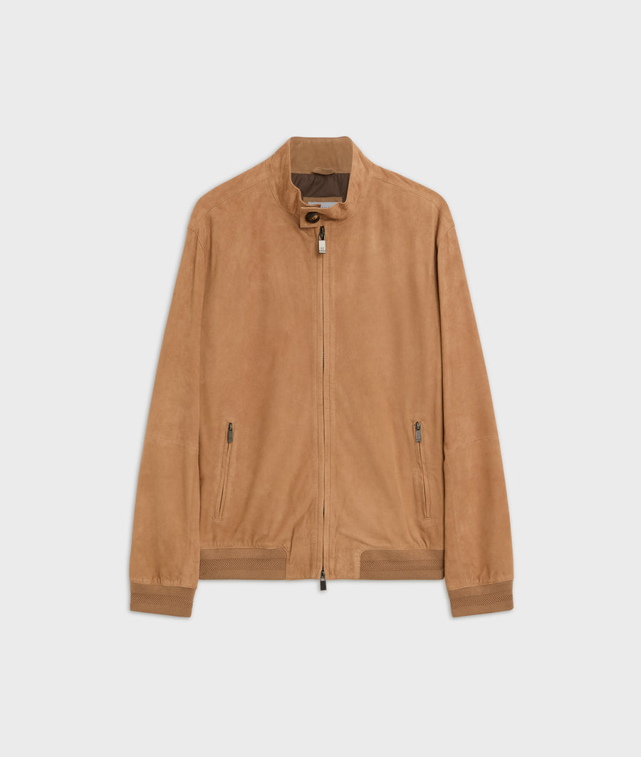 Form Camel Goat Suede Bomber Jacket