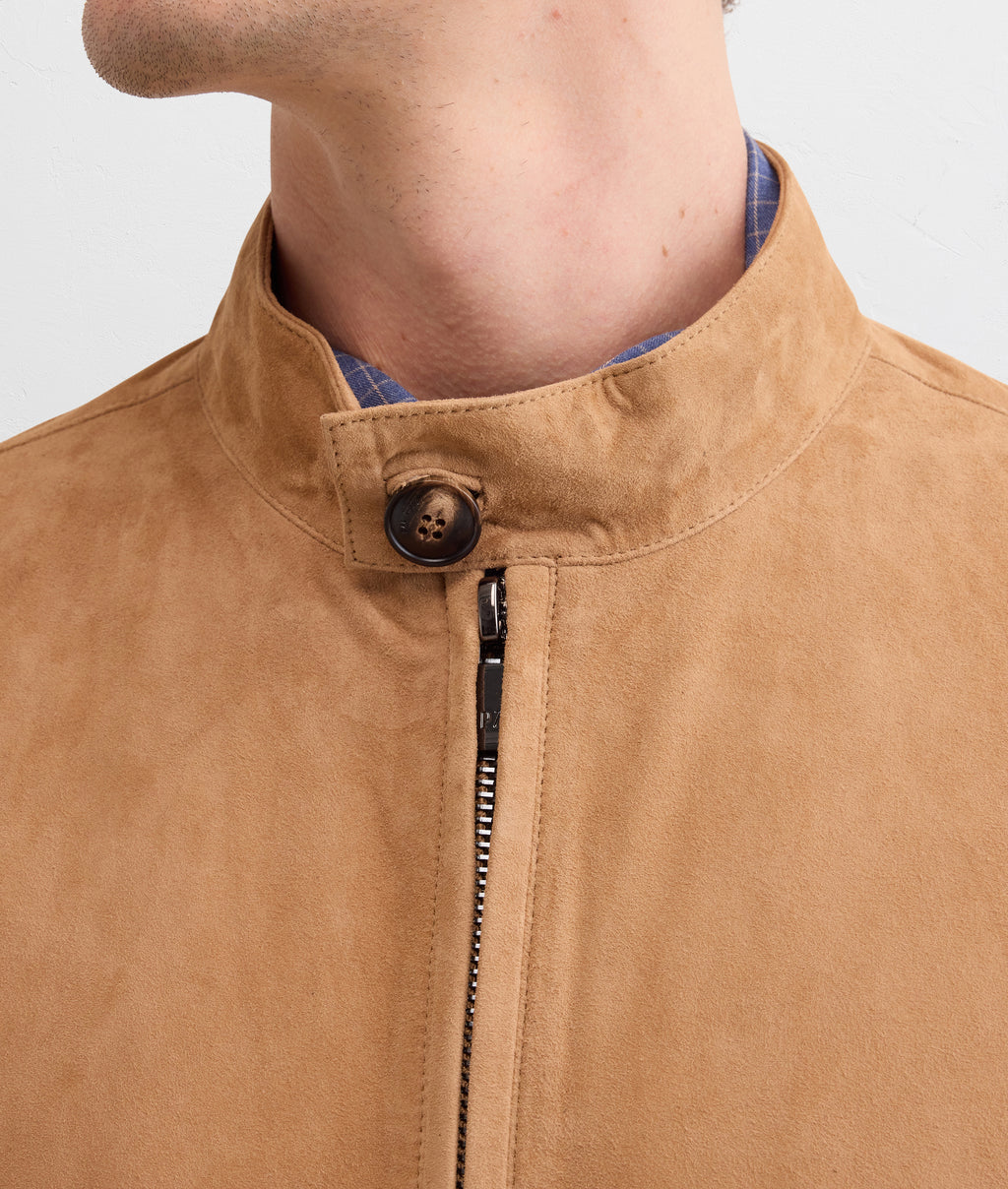 goat suede camel bomber blouson in CAMEL, view 5