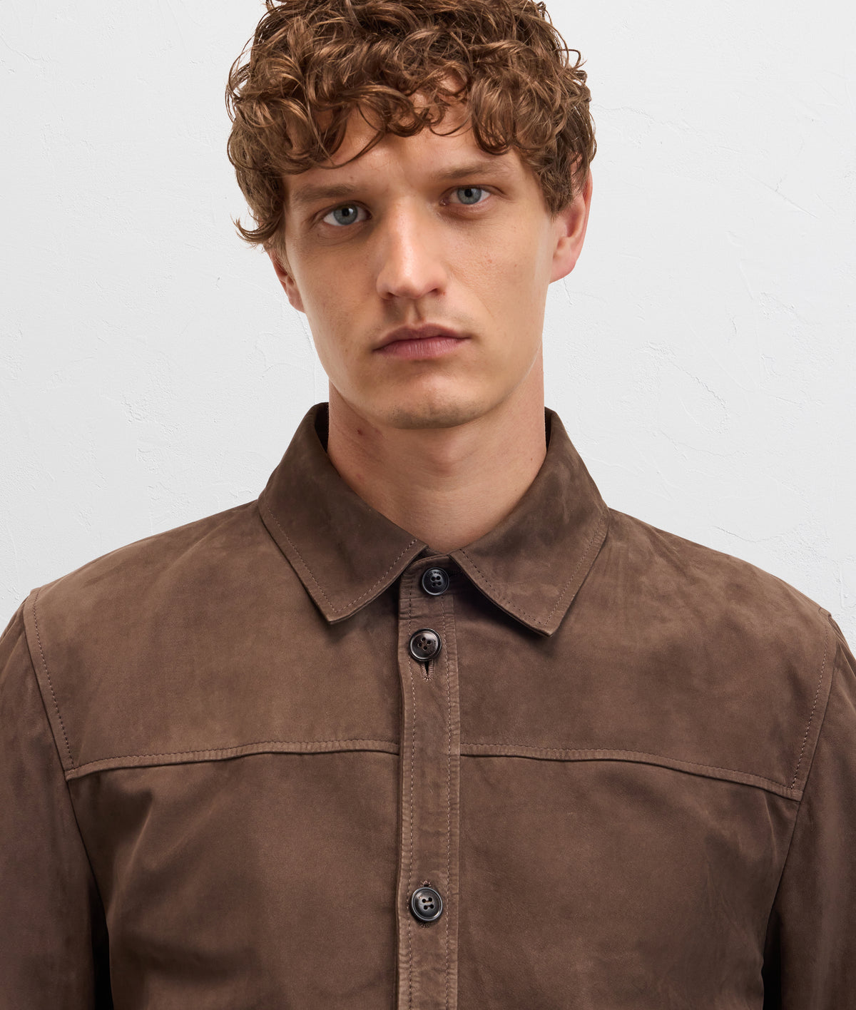 brown calfskin leather bomber blouson in TAN, view 4