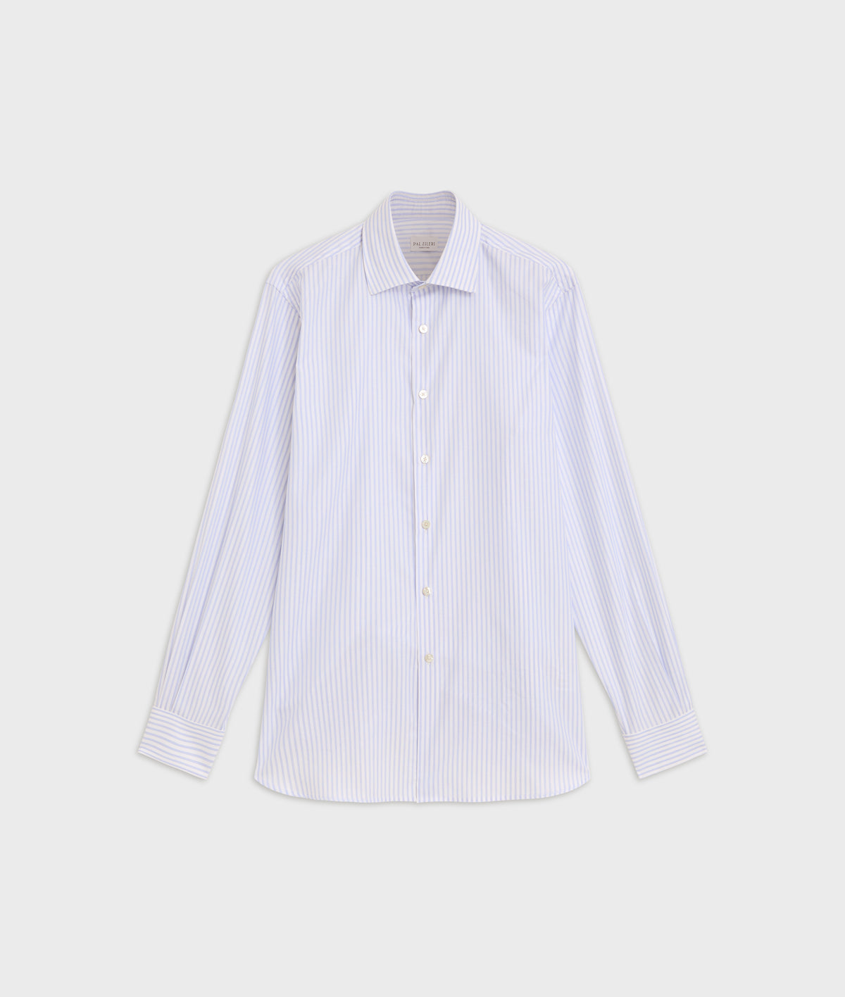light blue striped pure cotton twill milano collar shirt in LIGHT BLUE, primary view