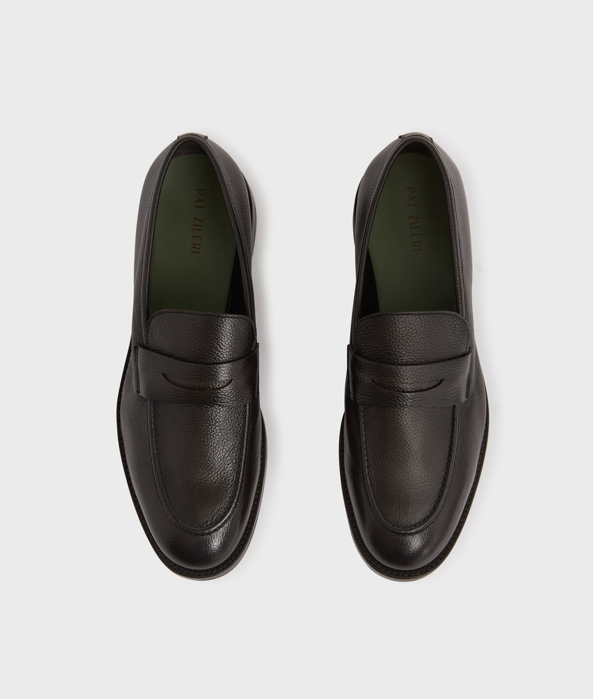 brown calf pebbled leather loafer with leather sole in TOBACCO, view 2