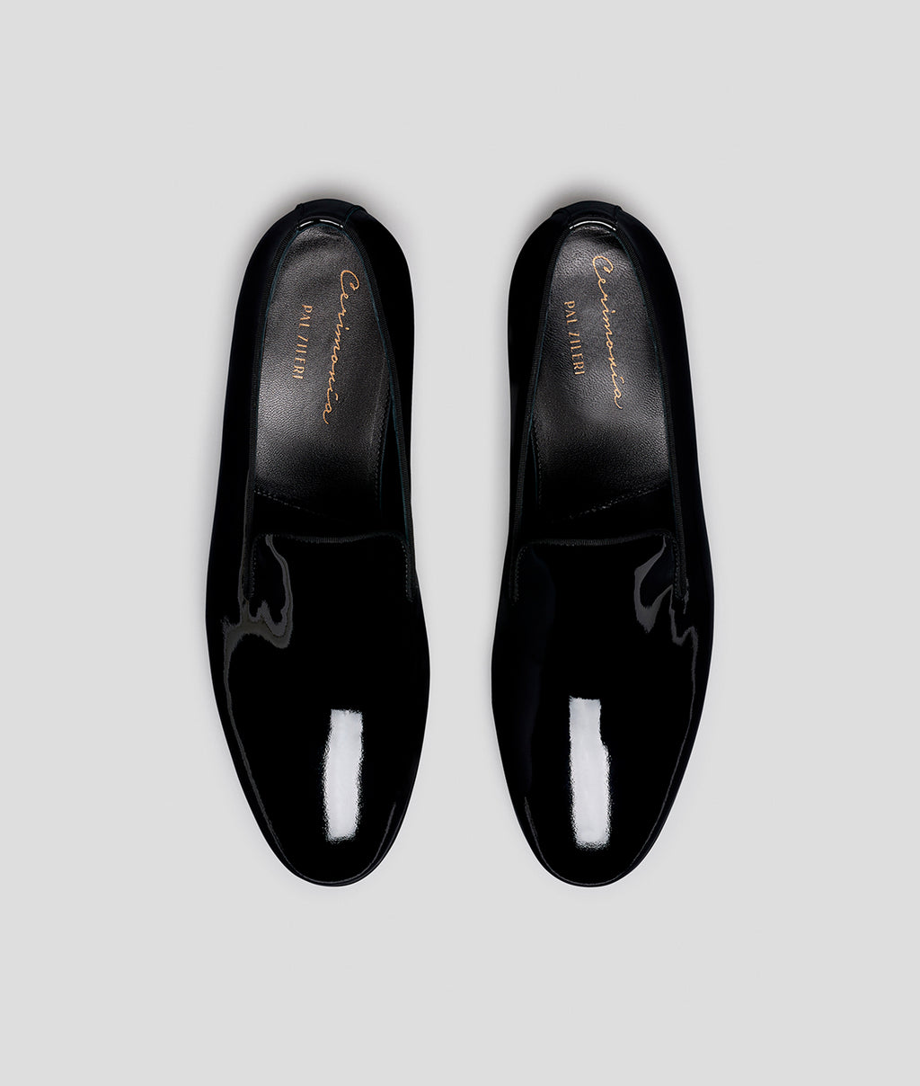 Patent leather loafers in BLACK, view 2