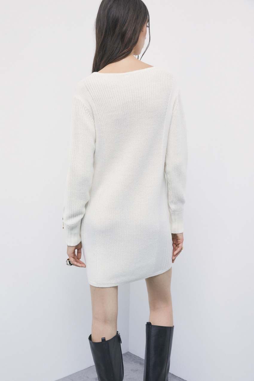 Wool-blend mini dress with zip in Vanilla Ice, view 3