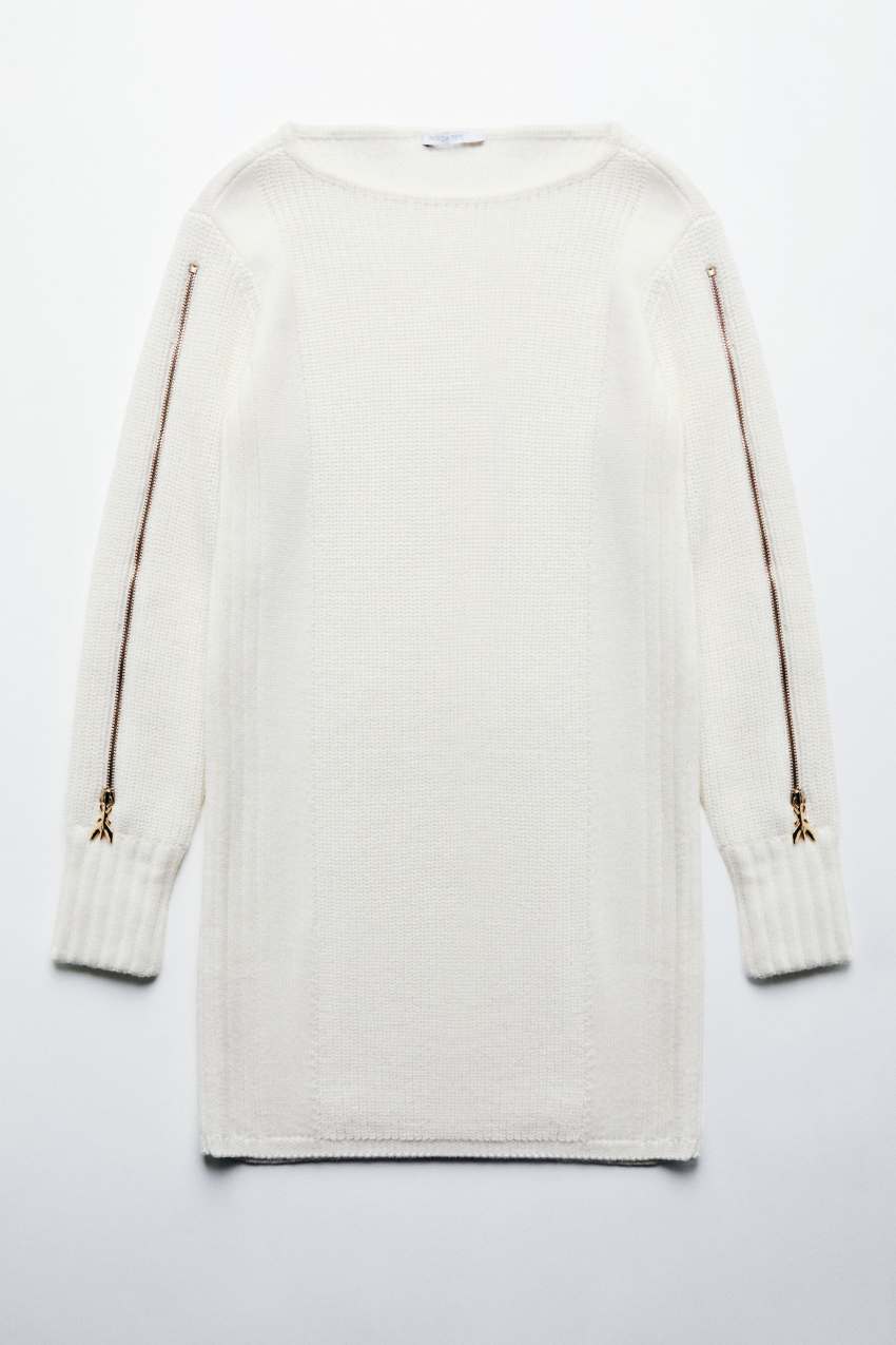 Wool-blend mini dress with zip in Vanilla Ice, view 4