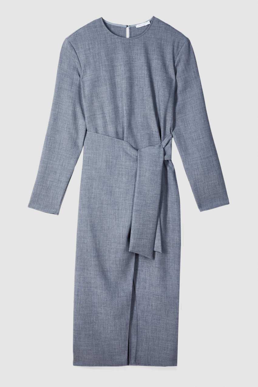 Wrap Midi Dress in Grey Mélange, view 5