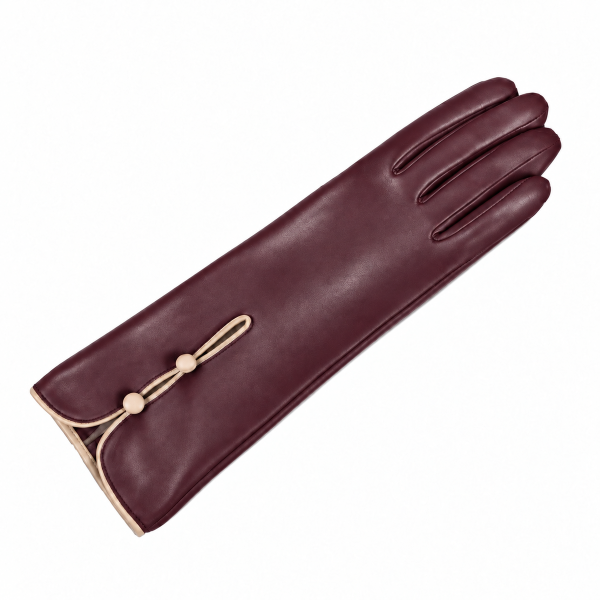 Poise Mid-Length Buttoned Leather Gloves in Begonia, view 2