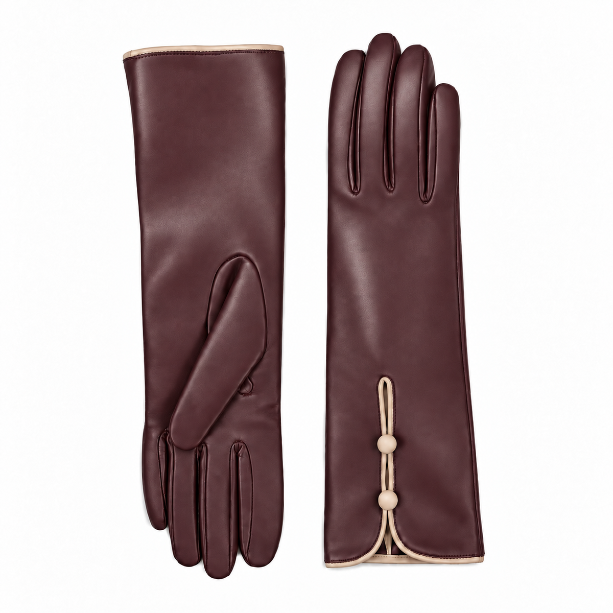 Poise Mid-Length Buttoned Leather Gloves in Begonia, view 3