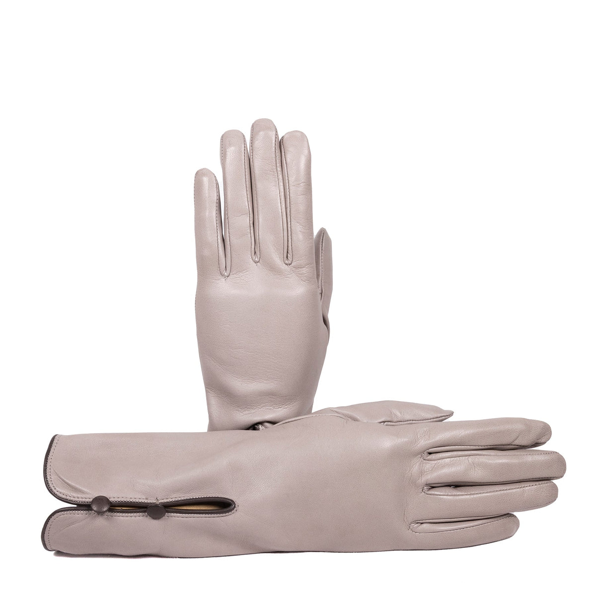 Poise Mid-Length Buttoned Leather Gloves in Taupe, primary view