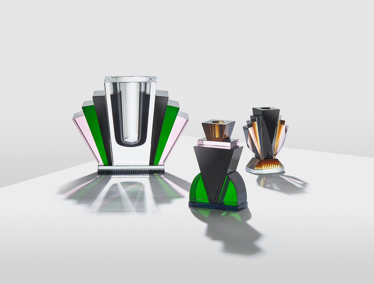 Harlem Vase in Black/Green/Rose/Clear, view 4