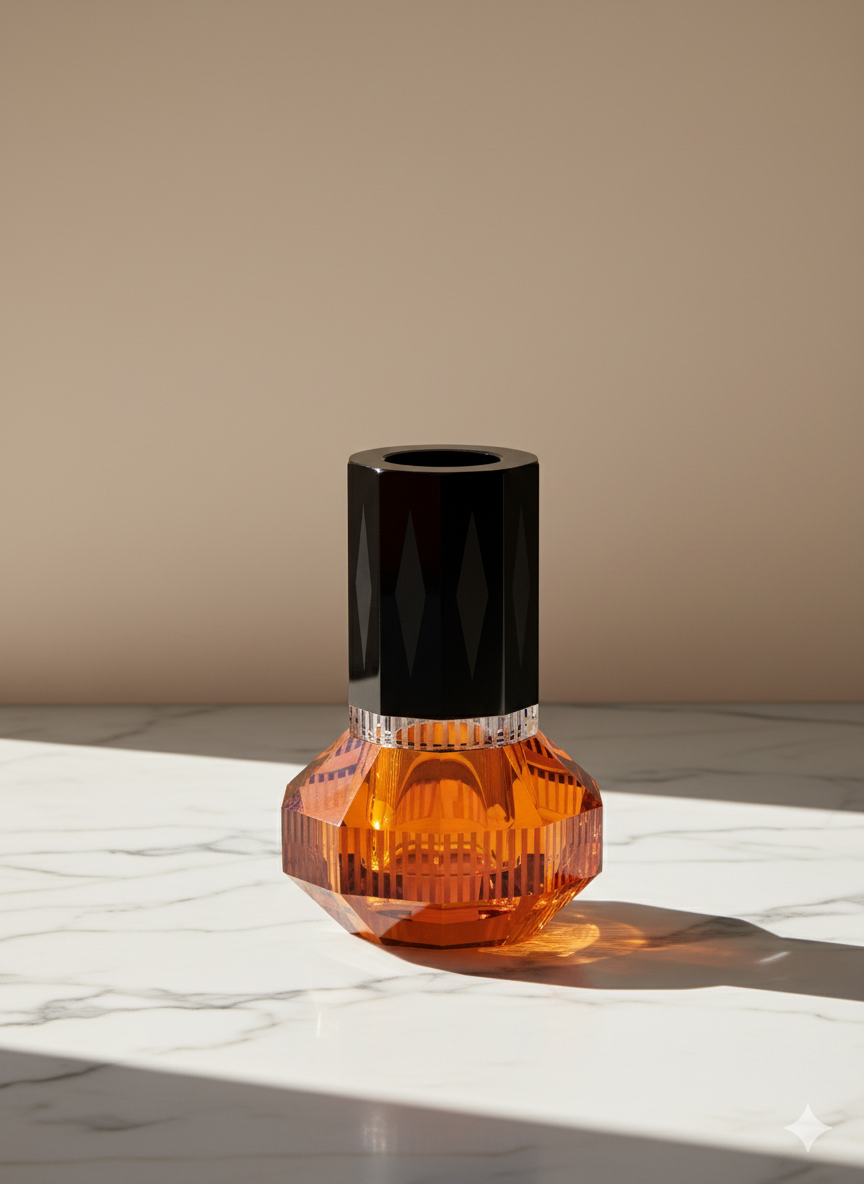 Chicago Vase in Amber/Clear/Black, view 4