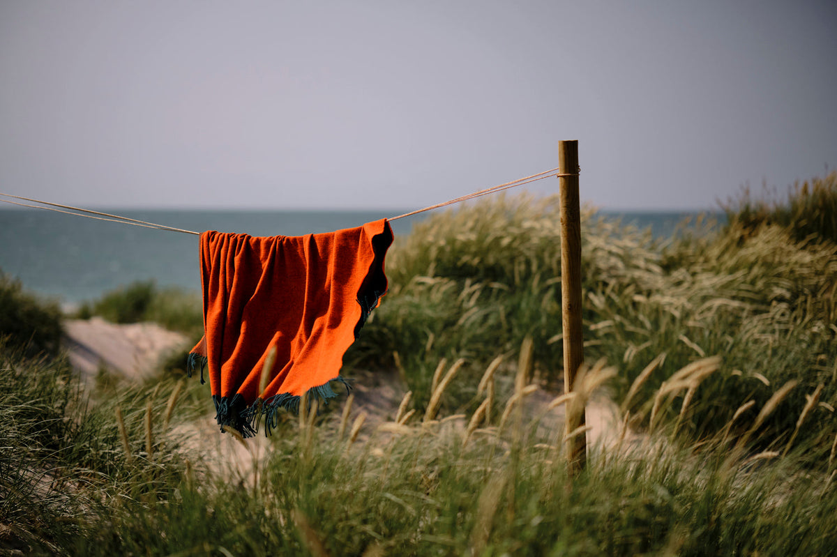 Franja Throw in Green-Orange, view 5