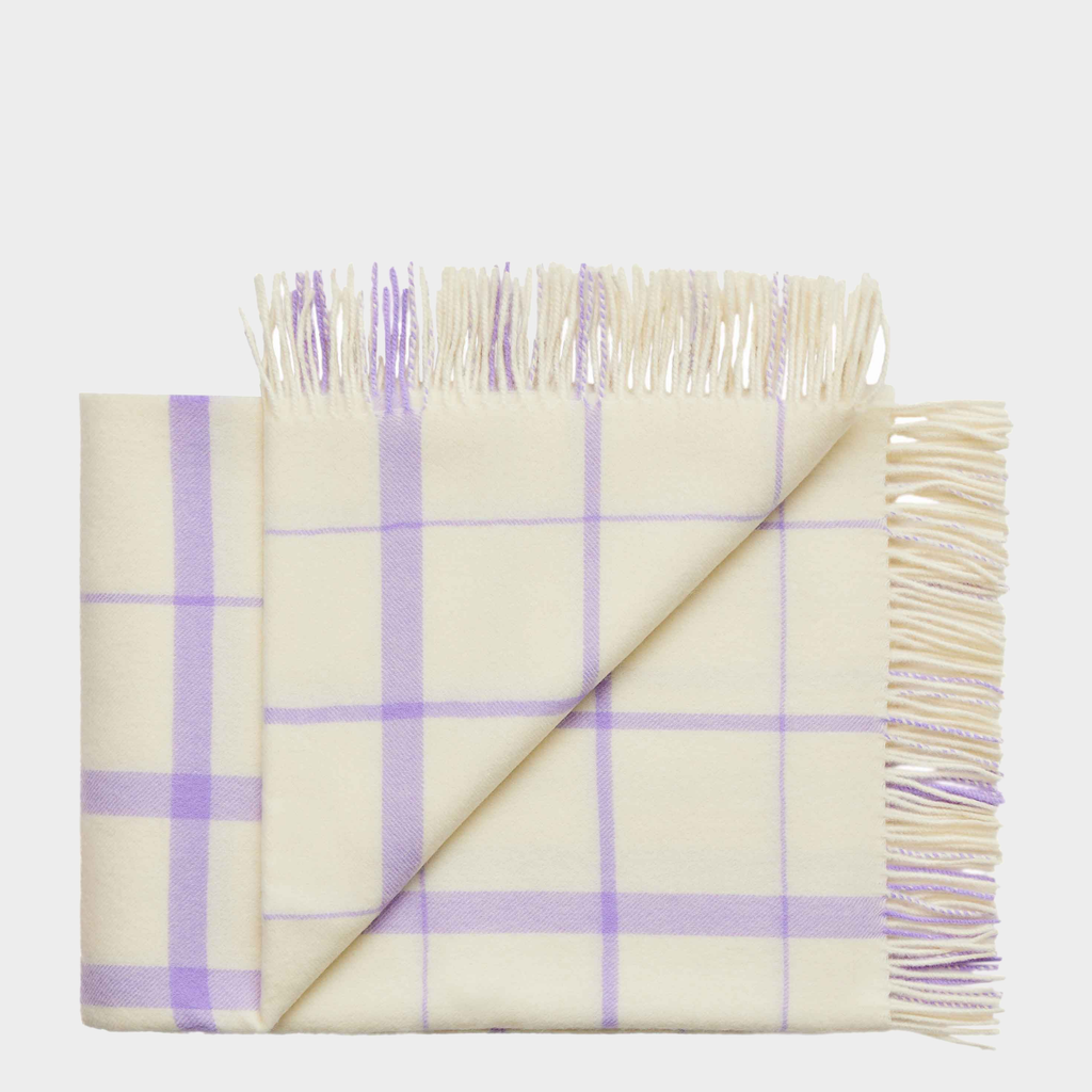 Warp & Weft Throw in Vibrant - Raw White/Lilac, view 2