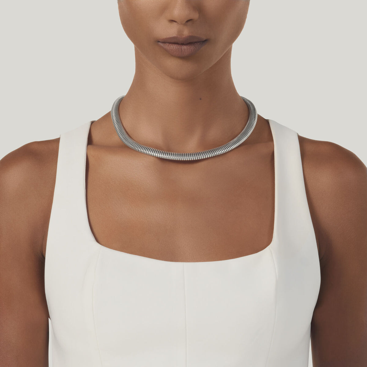 Line Tubogas Collar Necklace in Silver, view 2