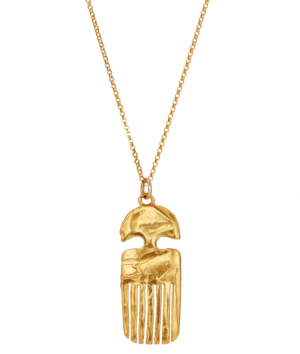 Tether Gold-Plated Bronze Comb Pendant Necklace, primary view