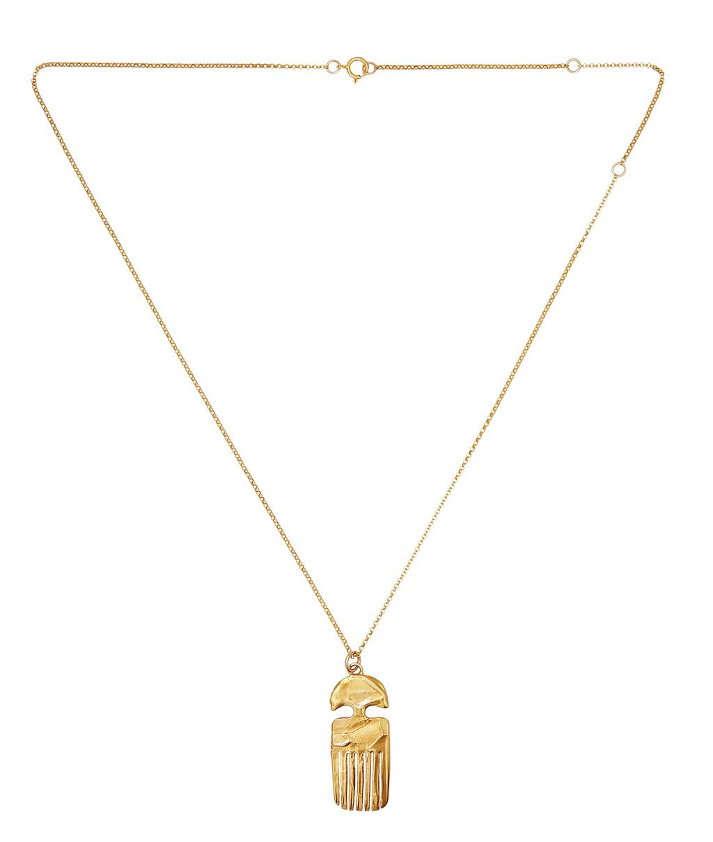Tether Gold-Plated Bronze Comb Pendant Necklace, view 3