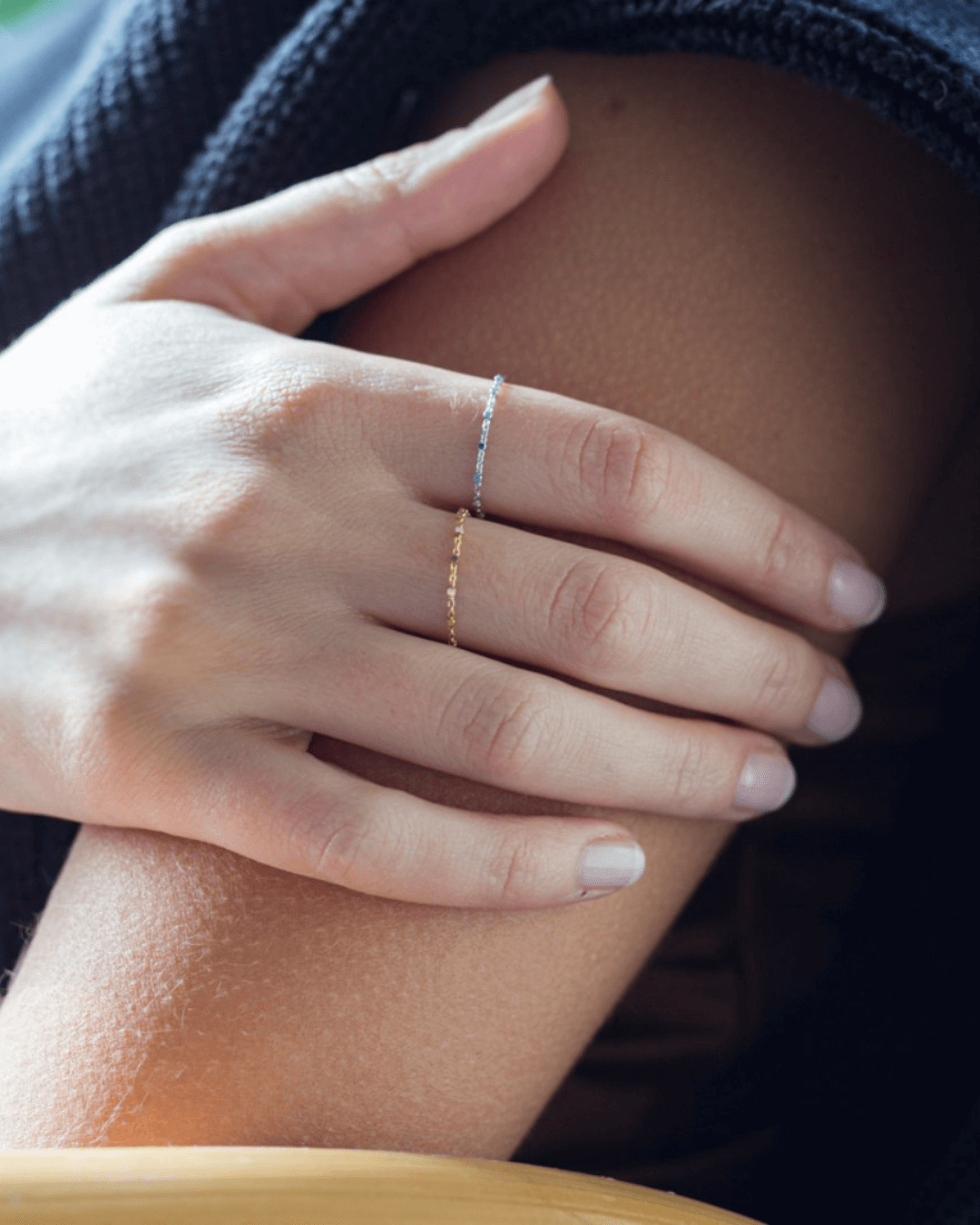 Tether Gold Square-Link Chain Ring in Yellow Gold, view 2