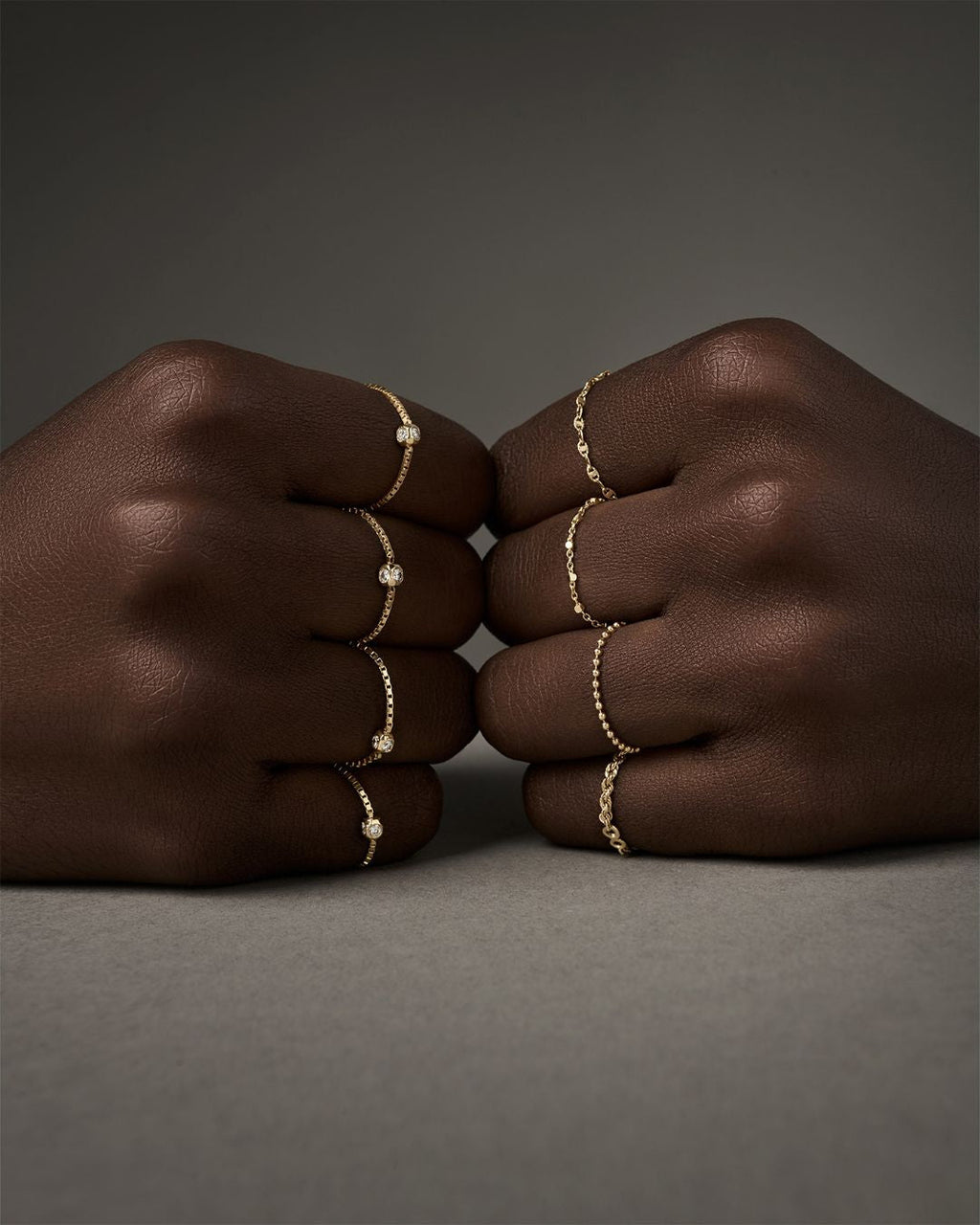 Tether Gold Square-Link Chain Ring in Yellow Gold, view 3