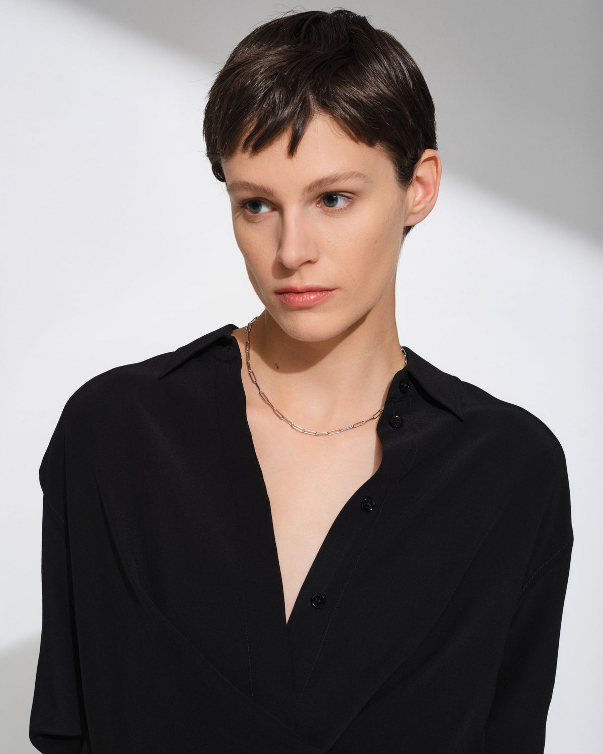 Tether Rounded Box Chain Necklace in Silver, view 2