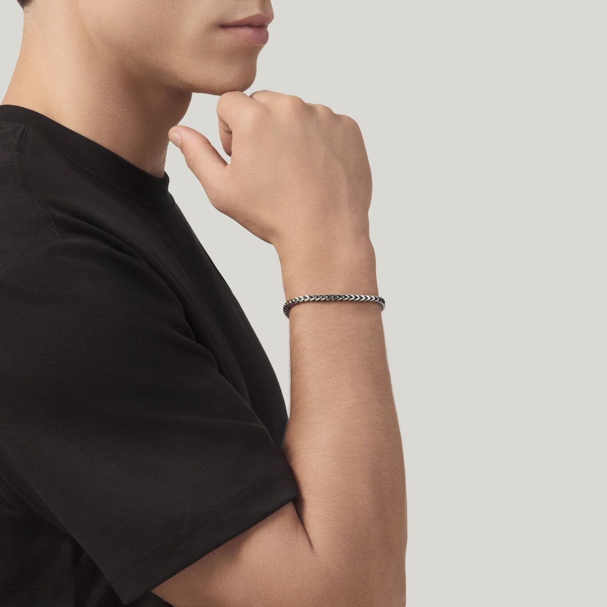 Tether Square Curb Chain Bracelet in Silver, view 2