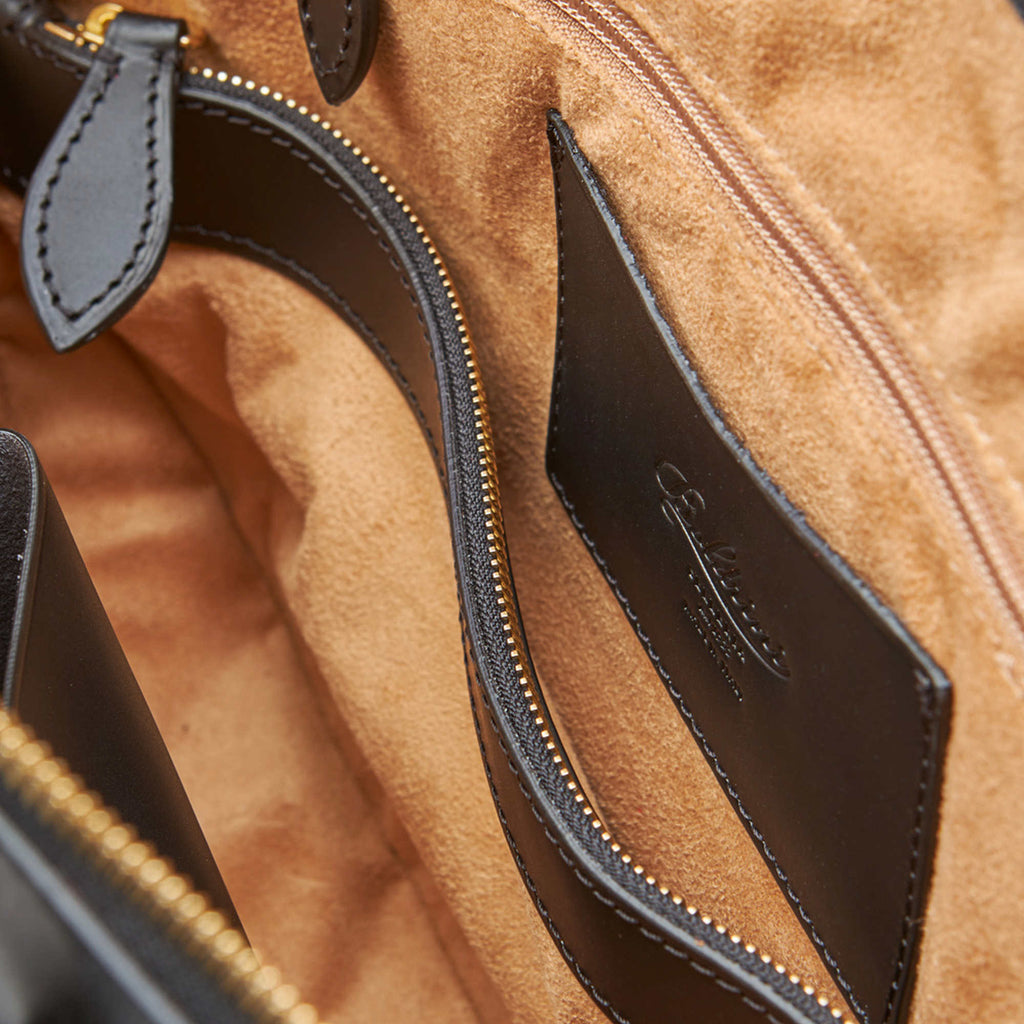 Tosca Leather Tote in Black, view 3