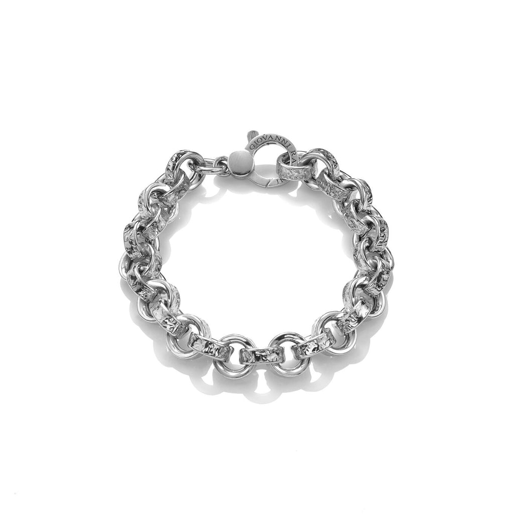 Trace Hammered Rolo Chain Bracelet in Silver, primary view