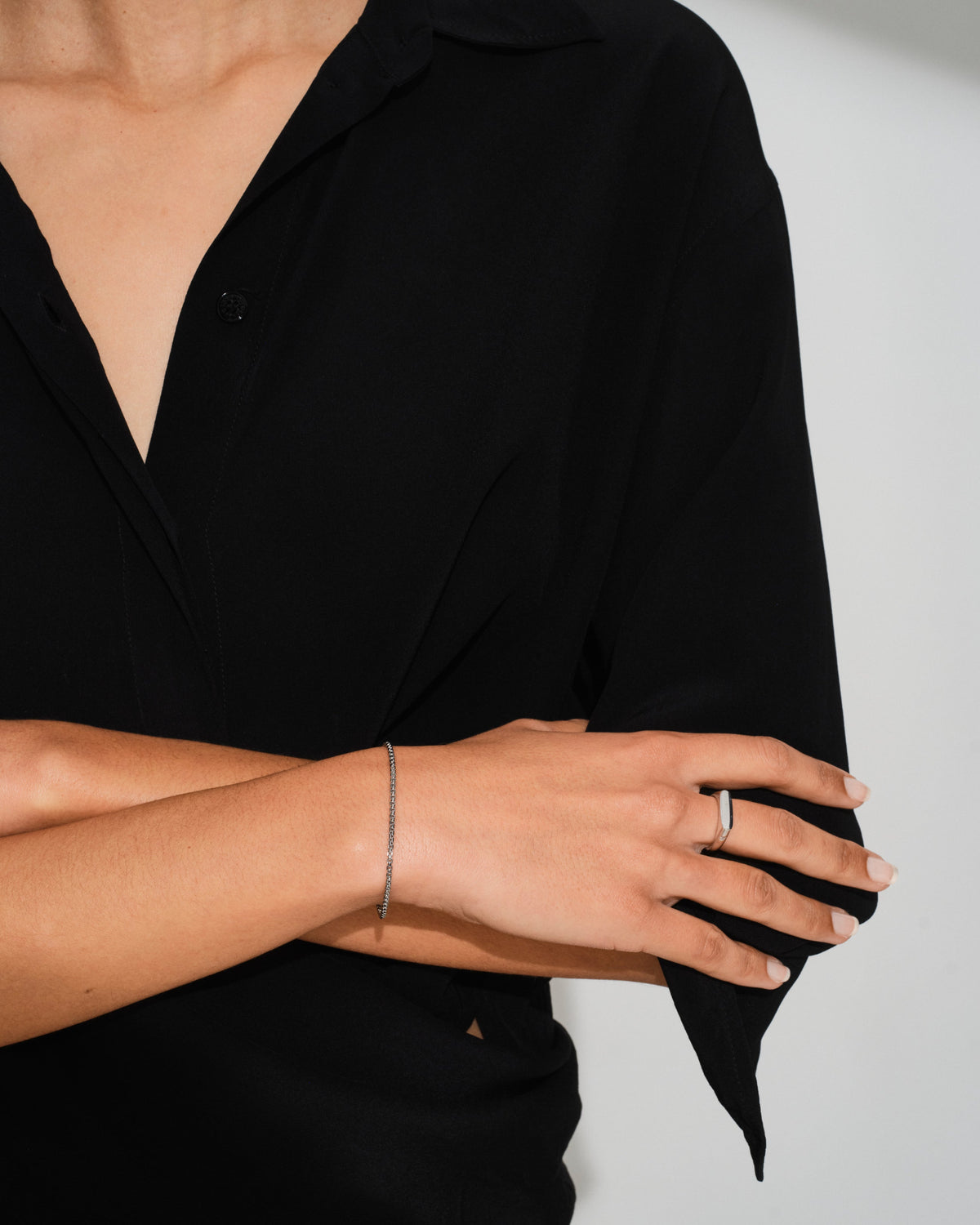 Trace Rounded Square-Link Silver Bracelet, view 3 [fp-shared]
