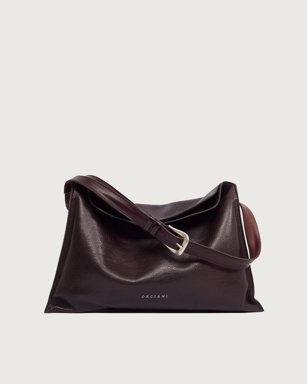 Curve Three-Compartment Leather Shoulder Bag