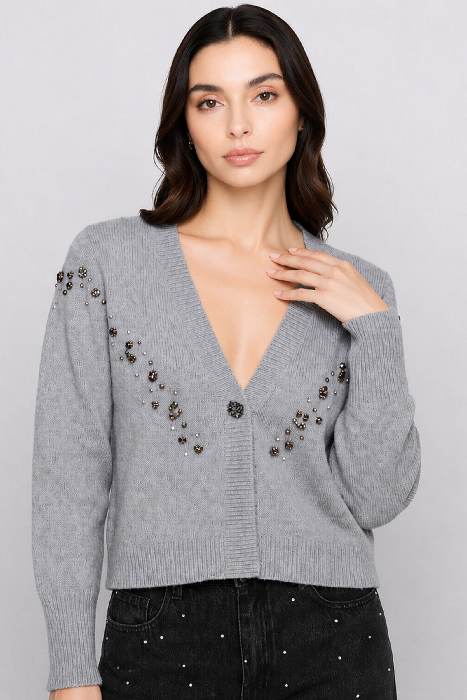 Korona Jewel-Embellished V-Neck Cardigan