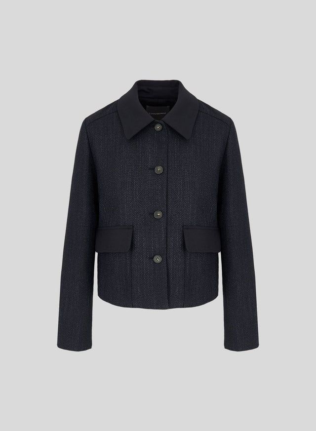 Cropped Herringbone Wool, Alpaca and Silk Jacket